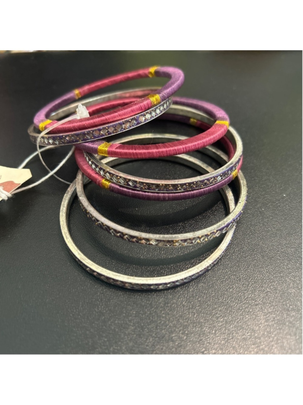 Women's AAMRITA SINGH Purple Red Threaded Bangle Bracelet Set size 7.5